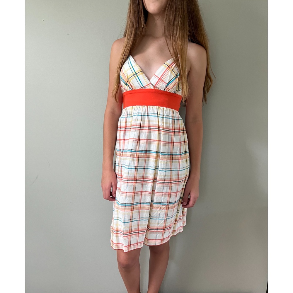 Womens Y2K Vintage Plaid Summer Halter Style Sundress Dress | My Michelle | 7/8